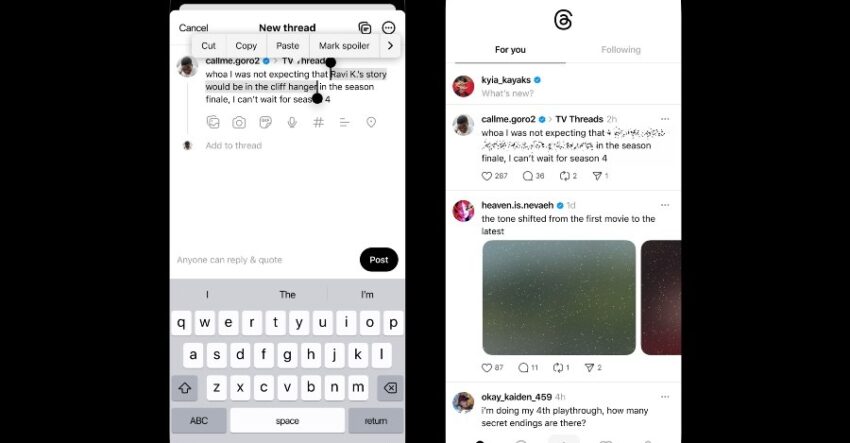 Threads тестирует скрытие