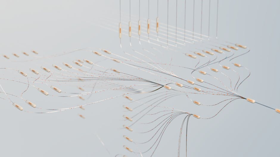 Elegant 3D visualization of neural networks showcasing abstract connections in a digital space.